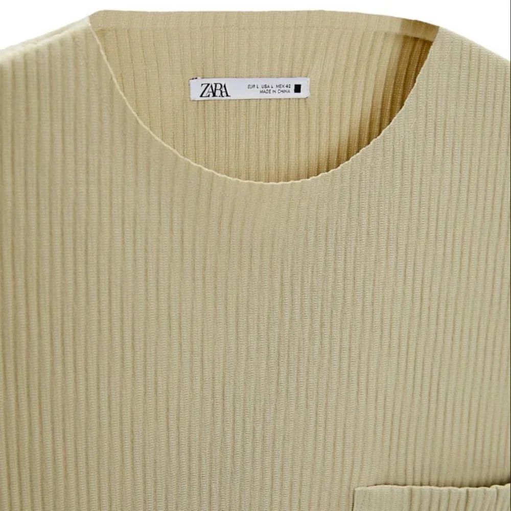 ZARA- PLEATED OVERSIZE T-SHIRT- MINK BEIGE SIZE S 8288/482/706